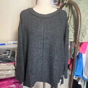 Zenana Brushed Hacci Exposed Seam Hi-Low Sweater